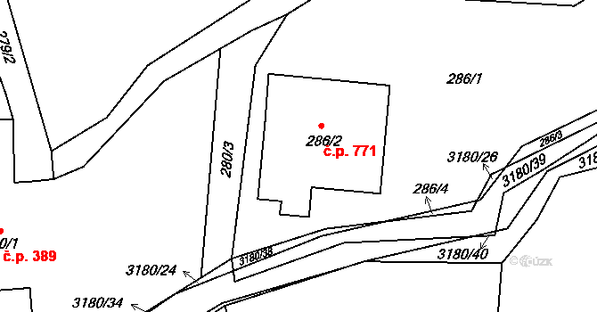 Klimkovice 771 na parcele st. 286/2 v KÚ Klimkovice, Katastrální mapa