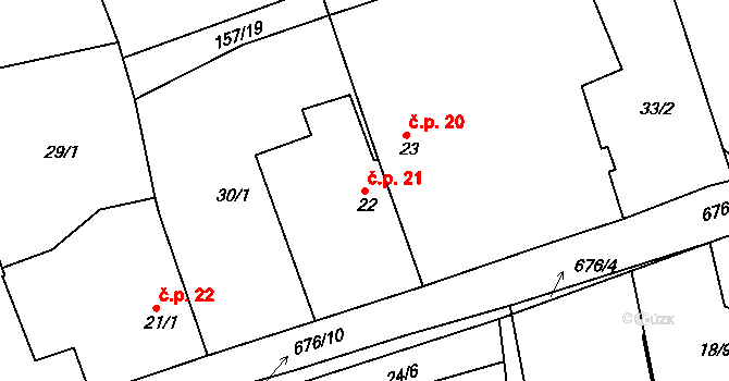 Lipno 21, Líšťany na parcele st. 22 v KÚ Lipno u Hunčic, Katastrální mapa