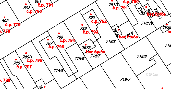 Brandýs nad Labem-Stará Boleslav 95587730 na parcele st. 3675 v KÚ Brandýs nad Labem, Katastrální mapa