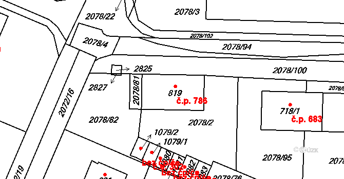 Ledeč nad Sázavou 786 na parcele st. 819 v KÚ Ledeč nad Sázavou, Katastrální mapa