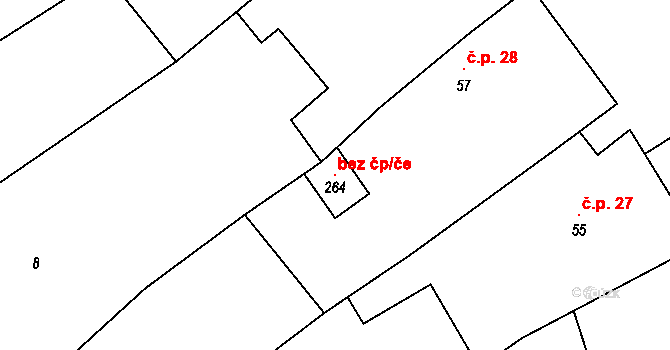 Hruška 102250731 na parcele st. 264 v KÚ Hruška, Katastrální mapa
