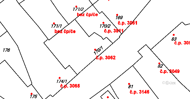 Mělník 3062 na parcele st. 170/1 v KÚ Vehlovice, Katastrální mapa