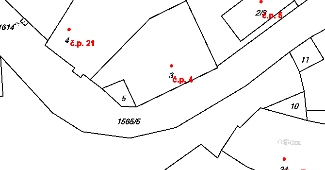 Prachomety 4, Toužim na parcele st. 3 v KÚ Prachomety, Katastrální mapa