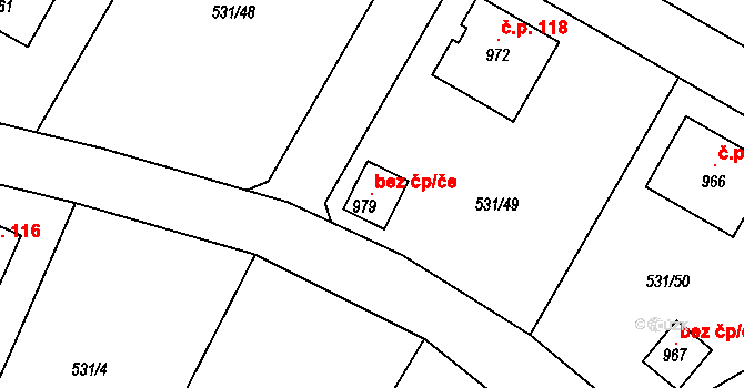 Loza 119756731 na parcele st. 979 v KÚ Loza, Katastrální mapa