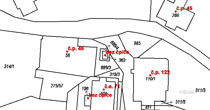 Kvilda 121870731 na parcele st. 363 v KÚ Kvilda, Katastrální mapa