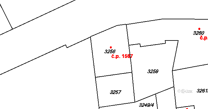 Jihlava 1567 na parcele st. 3256 v KÚ Jihlava, Katastrální mapa