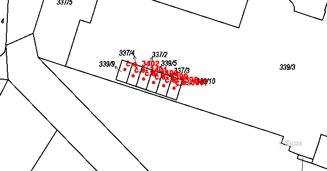 Helenín 3398, Jihlava na parcele st. 337/3 v KÚ Helenín, Katastrální mapa