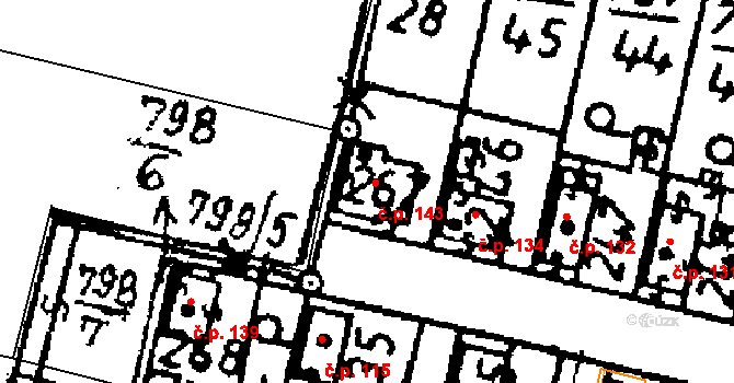 Vanovice 143, Všejany na parcele st. 267 v KÚ Všejany, Katastrální mapa