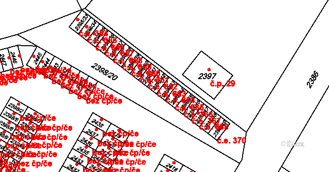 Nový Bor 364 na parcele st. 2398/43 v KÚ Nový Bor, Katastrální mapa