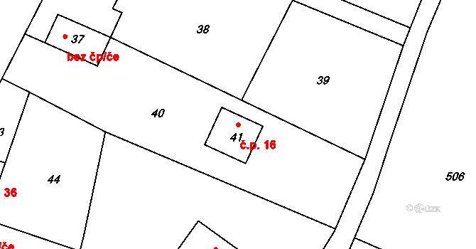 Jamné 16, Tišnov na parcele st. 41 v KÚ Jamné u Tišnova, Katastrální mapa