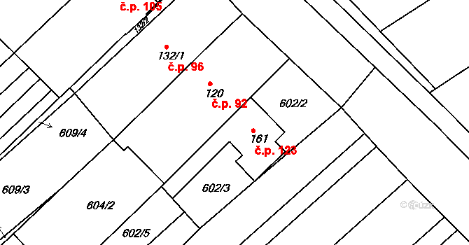 Kozojídky 123 na parcele st. 161 v KÚ Kozojídky, Katastrální mapa