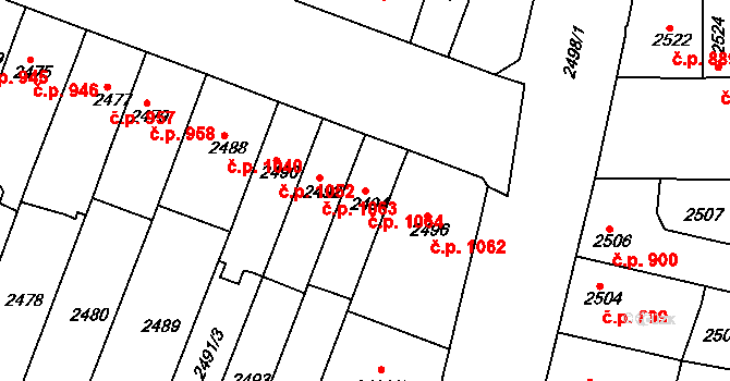 Slavkov u Brna 1064 na parcele st. 2494 v KÚ Slavkov u Brna, Katastrální mapa