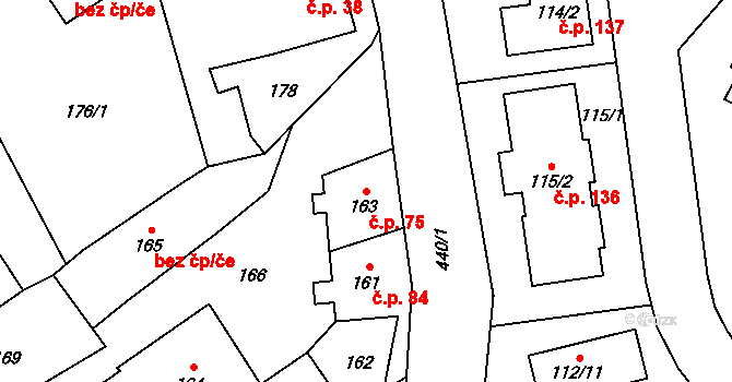 Edrovice 75, Rýmařov na parcele st. 163 v KÚ Edrovice, Katastrální mapa