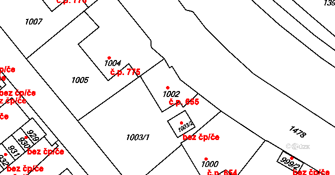 Rýmařov 655 na parcele st. 1002 v KÚ Rýmařov, Katastrální mapa