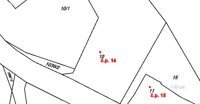 Hořetice 14, Křečovice na parcele st. 10 v KÚ Hořetice, Katastrální mapa
