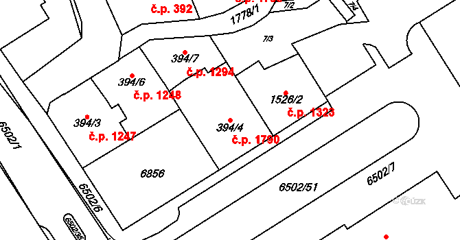 Kraslice 1790 na parcele st. 394/4 v KÚ Kraslice, Katastrální mapa