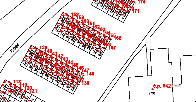 Osek 157 na parcele st. 985 v KÚ Osek u Duchcova, Katastrální mapa