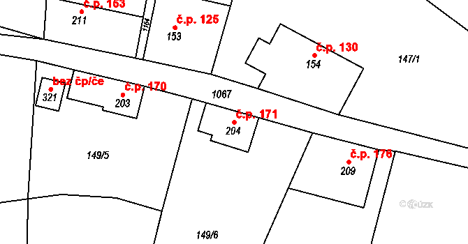 Libňatov 171 na parcele st. 204 v KÚ Libňatov, Katastrální mapa