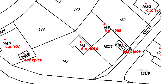 Děčín IV-Podmokly 1034, Děčín na parcele st. 148 v KÚ Podmokly, Katastrální mapa