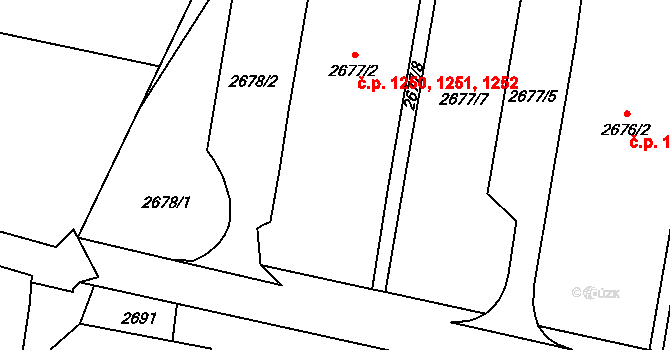 Předměstí 1250,1251,1252, Moravská Třebová na parcele st. 2677/2 v KÚ Moravská Třebová, Katastrální mapa