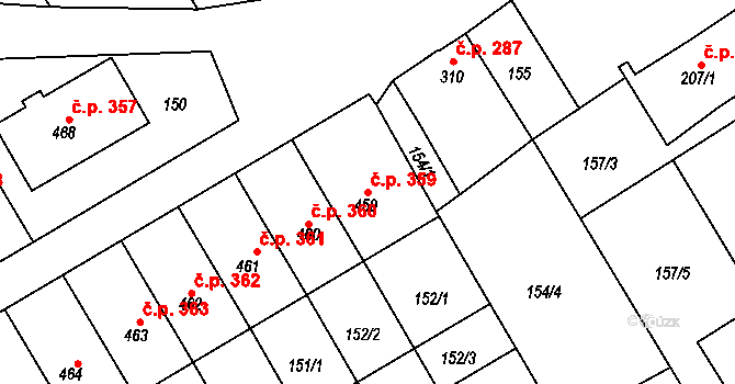Senice na Hané 359 na parcele st. 459 v KÚ Senice na Hané, Katastrální mapa