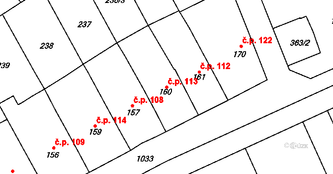 Štarnov 113 na parcele st. 160 v KÚ Štarnov, Katastrální mapa
