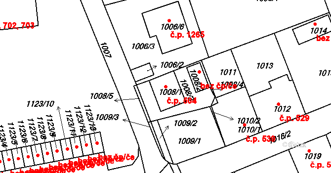 Hořovice 504 na parcele st. 1008/1 v KÚ Hořovice, Katastrální mapa