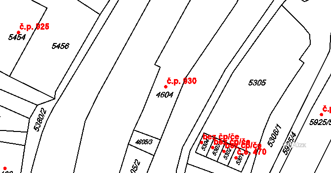 Šternberk 930 na parcele st. 4604 v KÚ Šternberk, Katastrální mapa
