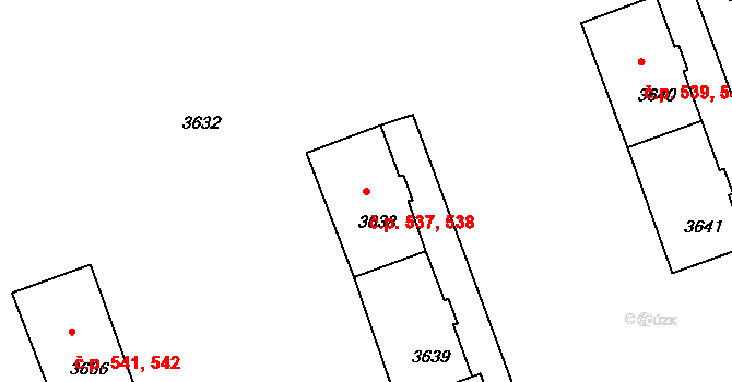 Mimoň I 537,538, Mimoň na parcele st. 3639 v KÚ Mimoň, Katastrální mapa