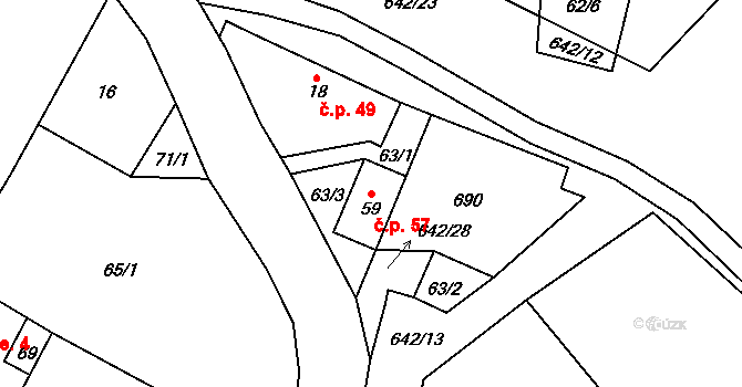 Jištěrpy 57, Chotiněves na parcele st. 59 v KÚ Jištěrpy, Katastrální mapa