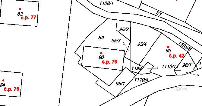Sukorady 79, Snědovice na parcele st. 90 v KÚ Sukorady, Katastrální mapa