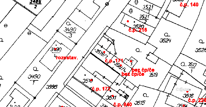 Poděbrady III 171, Poděbrady na parcele st. 3518/1 v KÚ Poděbrady, Katastrální mapa