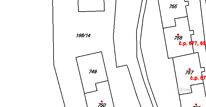 Kovářská 673,683 na parcele st. 749 v KÚ Kovářská, Katastrální mapa