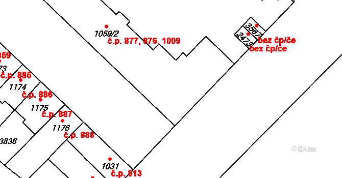 Břeclav 876,877,1009 na parcele st. 1059/2 v KÚ Břeclav, Katastrální mapa