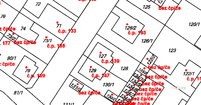 Prosetice 139, Teplice na parcele st. 127 v KÚ Prosetice, Katastrální mapa