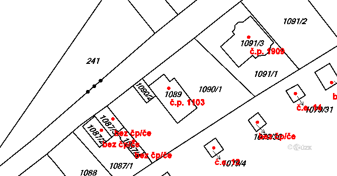 Trnovany 1103, Teplice na parcele st. 1089 v KÚ Teplice-Trnovany, Katastrální mapa