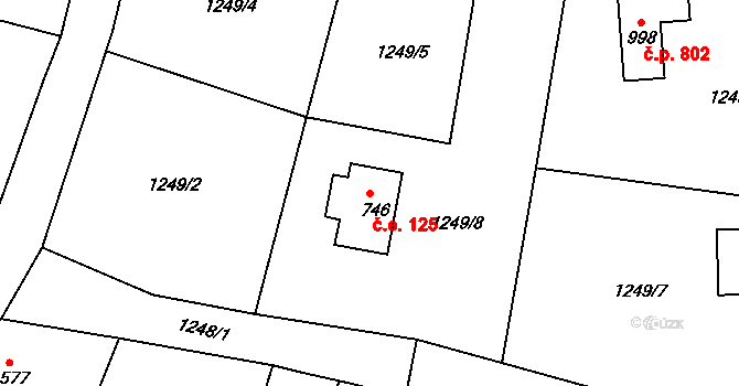 Bublava 125 na parcele st. 746 v KÚ Bublava, Katastrální mapa