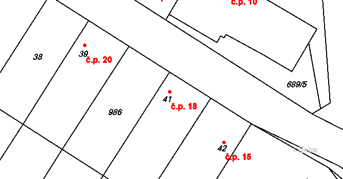 Dědibaby 18, Vojkovice na parcele st. 41 v KÚ Křivousy, Katastrální mapa