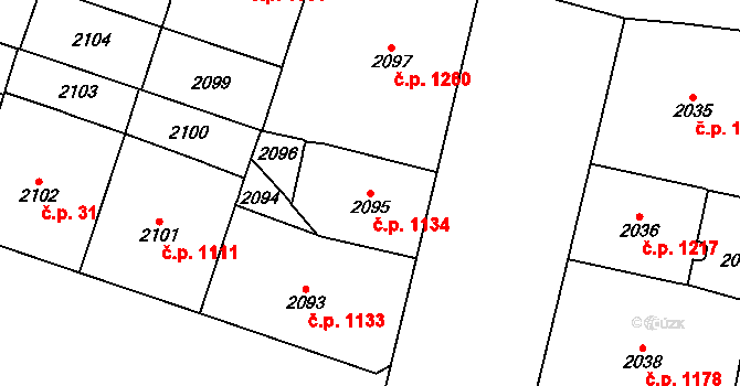 Vinohrady 1134, Praha na parcele st. 2095 v KÚ Vinohrady, Katastrální mapa