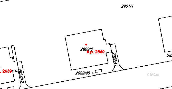 Žižkov 2640, Praha na parcele st. 2922/6 v KÚ Žižkov, Katastrální mapa