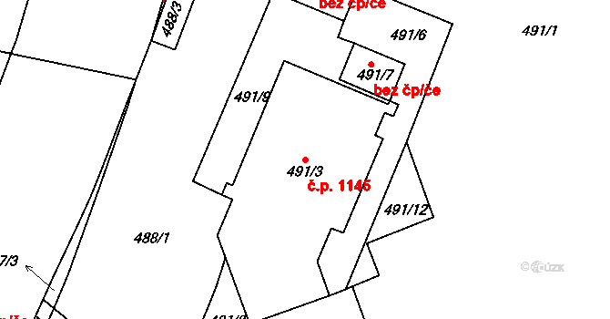 Holešovice 1145, Praha na parcele st. 491/3 v KÚ Holešovice, Katastrální mapa