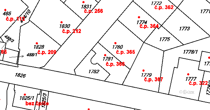 Příbram III 366, Příbram na parcele st. 1781 v KÚ Příbram, Katastrální mapa