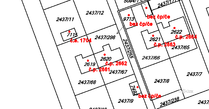Hodonín 2662 na parcele st. 2620 v KÚ Hodonín, Katastrální mapa