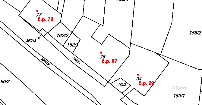 Temný Důl 67, Horní Maršov na parcele st. 76 v KÚ Temný Důl, Katastrální mapa
