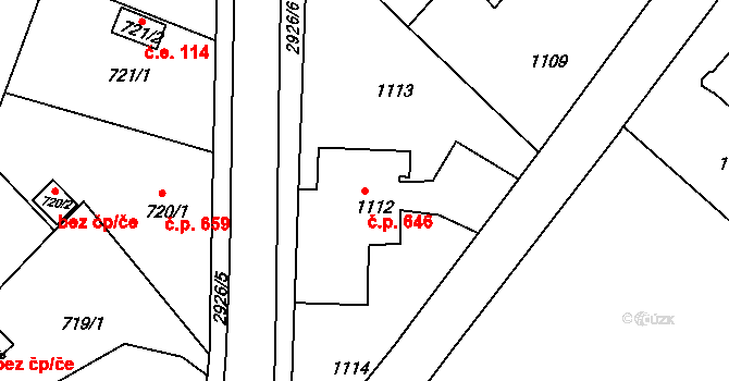 Rumburk 1 646, Rumburk na parcele st. 1112 v KÚ Rumburk, Katastrální mapa