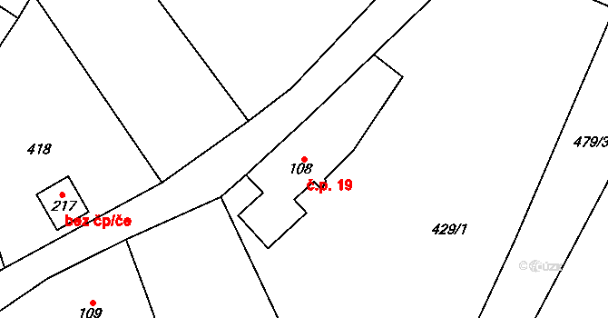 Strážkovice 19, Malé Svatoňovice na parcele st. 108 v KÚ Strážkovice v Podkrkonoší, Katastrální mapa