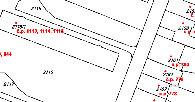 Kuřim 1113,1114,1115 na parcele st. 2115/1 v KÚ Kuřim, Katastrální mapa