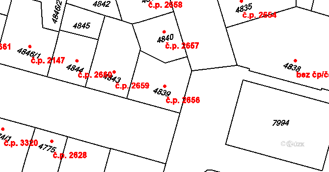 Prostějov 2656 na parcele st. 4839 v KÚ Prostějov, Katastrální mapa