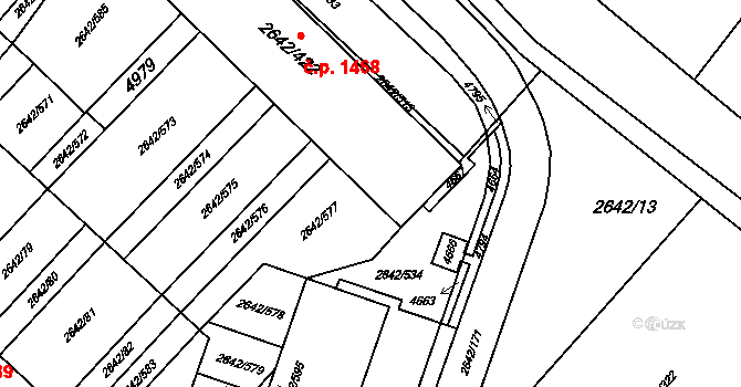 Kuřim 1468 na parcele st. 2642/422 v KÚ Kuřim, Katastrální mapa