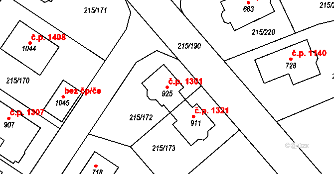 Rudná 1301 na parcele st. 925 v KÚ Hořelice, Katastrální mapa